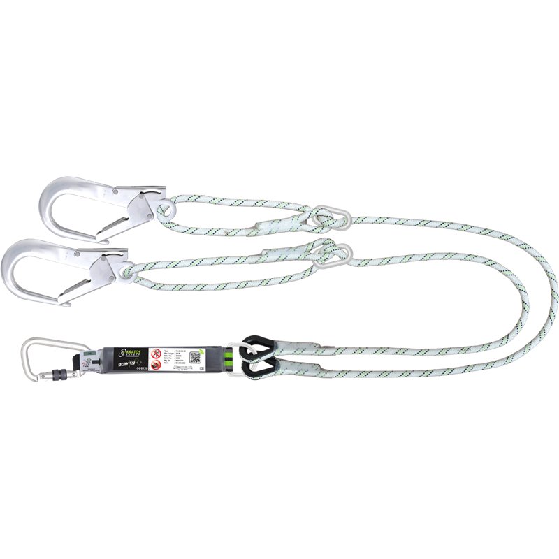 FORKED ENERGY ABSORBING KERNMANTLE ROPE LANYARD 2 MTR WITH RING ADJUSTER REFERENCE : FA3061420