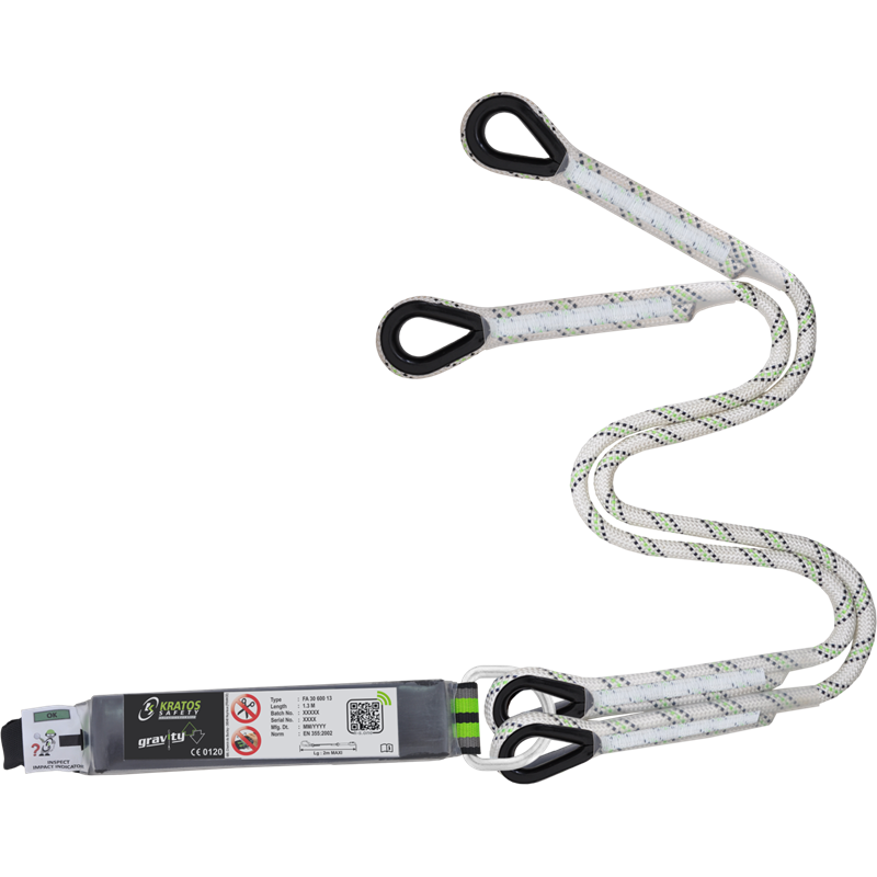 FORKED ENERGY ABSORBING KERNMANTLE ROPE LANYARD - WITHOUT CONNECTOR REFERENCE : FA3060013