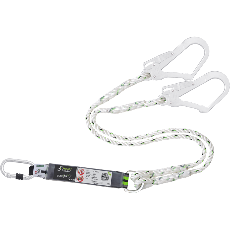 FORKED ENERGY ABSORBING TWISTED ROPE LANYARD 1.50 MTR AND CONNECTORS FA5010117 AND FA5020755 REFERENCE : FA3020015