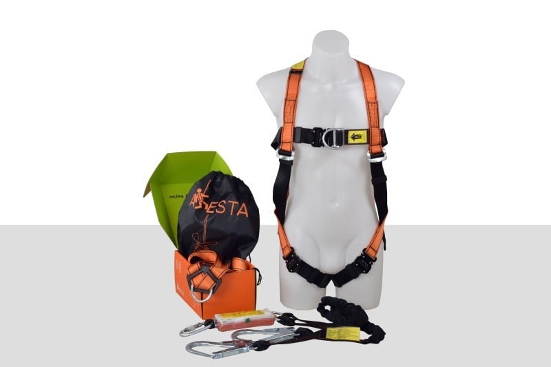 ARESTA Scaffolder Kit 4 - Double Point Safety Harness - Double Elasticated Webbing Lanyard