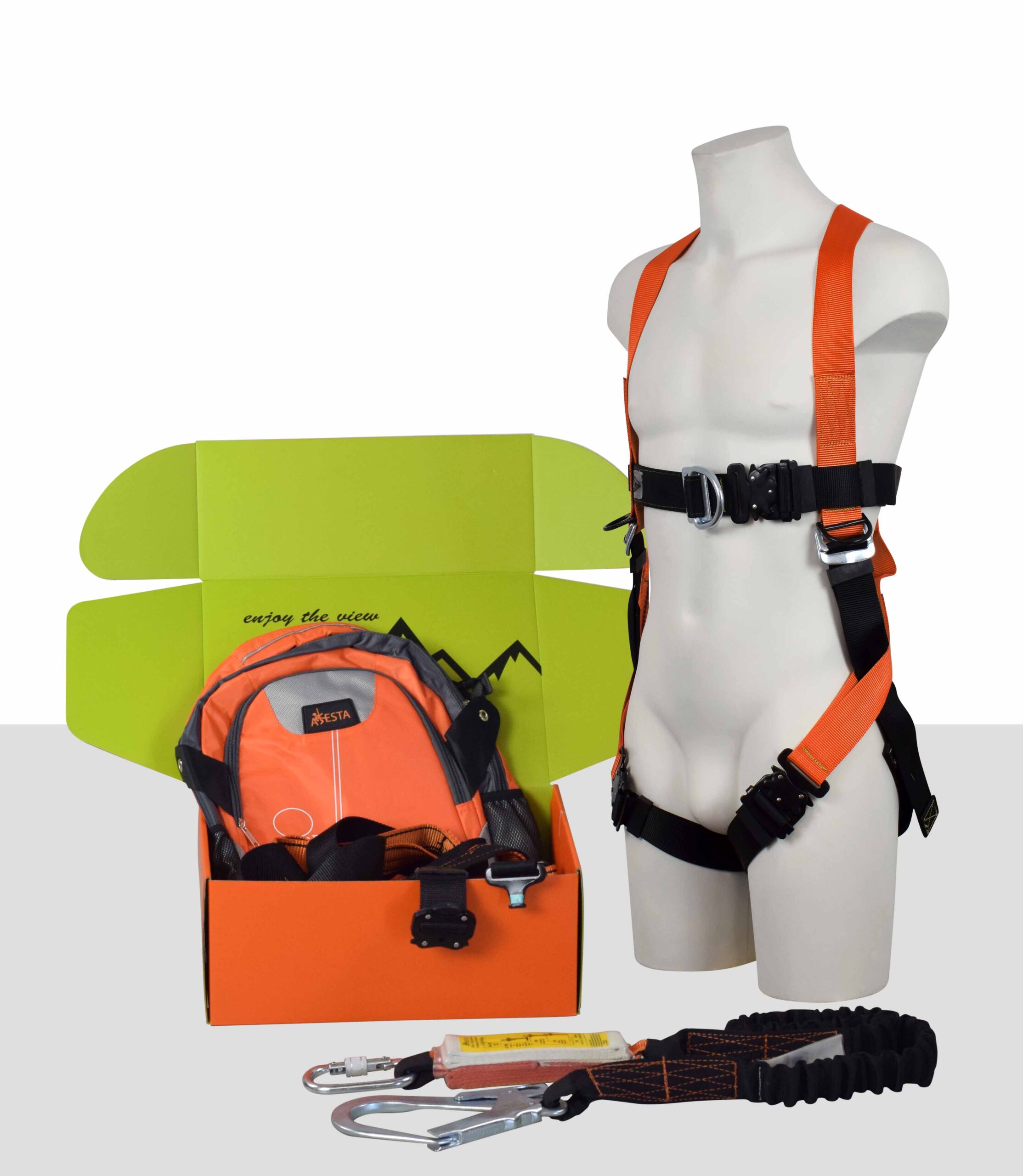 ARESTA Scaffolder Kit 6 - Double Point Safety Harness - Elasticated Webbing Lanyard - Kit Bag