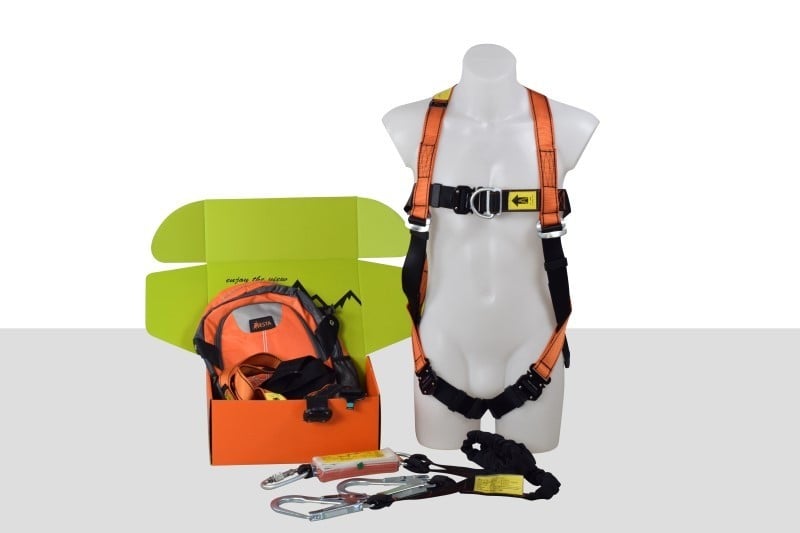 Safety Harness - Double Point - ARESTA Scaffolder Kit 8 - Double Elasticated Webbing Lanyard - Kit Bag