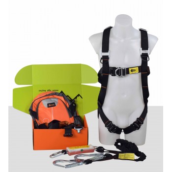 ARESTA Scaffolder Kit 8E - Double Point Elasticated Safety Harness - Elasticated Webbing Lanyard - Kit Bag